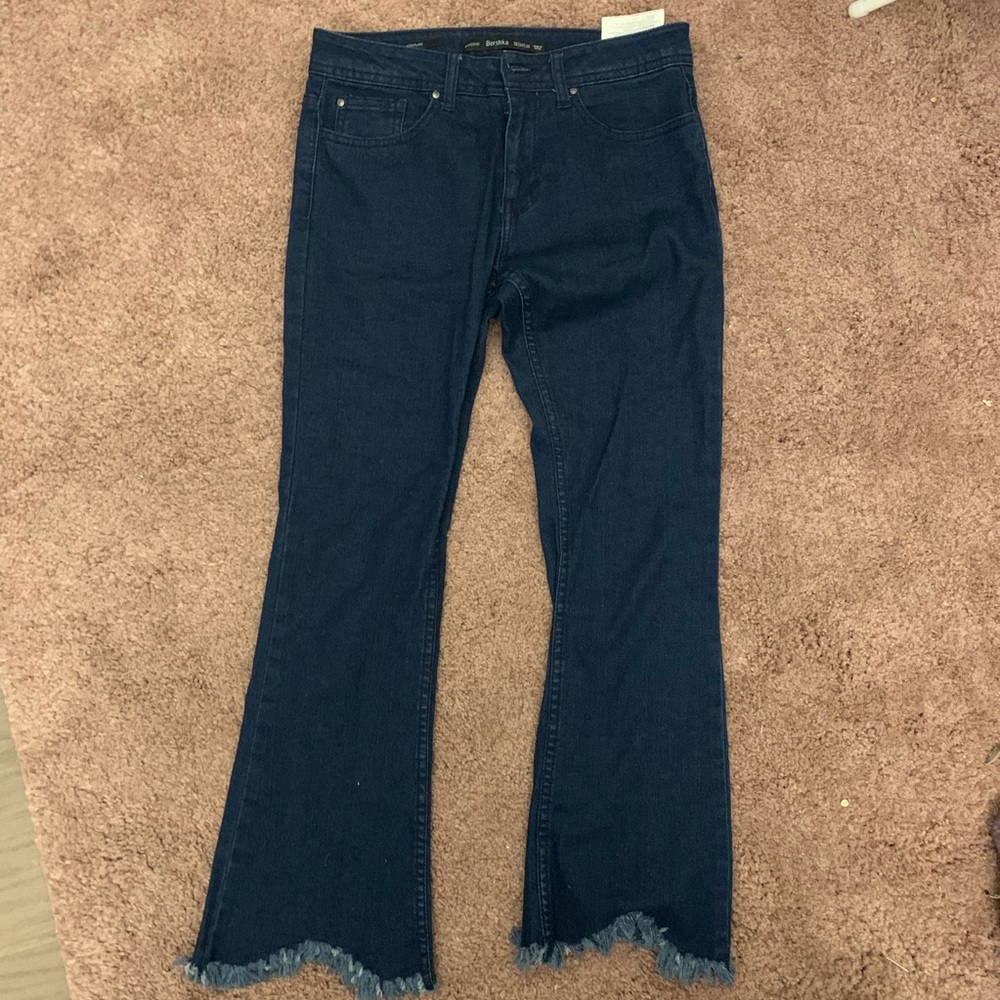 Bershka Fringed Flare Jeans